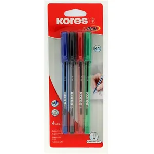 Kores blister de 4 stylo bille k-pen k1 pointe moyenne assortis kp37154 pas cher