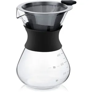 DUSSDOTE Cafetière manuel verre filtre acier inoxydable brasseur goutt... pas cher