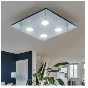 Esto - Plafonnier led 12 watts lumière chrome verre design plafonnier blanc satiné arena 9740030-4 pas cher