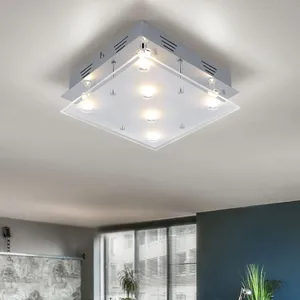 Comparateur de prix : ESTO Plafonnier acier brossé plafonnier led verre satiné lampe de salo...