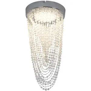 ESTO Lustre led plafonnier plafonnier lampe en cristal, suspension cristal chromé, 12W 910lm 3000K, DxH 20x34 cm pas cher