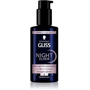 Comparateur de prix : Gliss Night Elixir Reconstruction herstellende no-rinse nachtbehandeling voor beschadigd haar en gespleten haarpunten 100ml