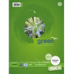 URSUS Green 608570020 College Bloc A4, 80 feuilles, 70 g/m², 5 mm, carreaux pas cher