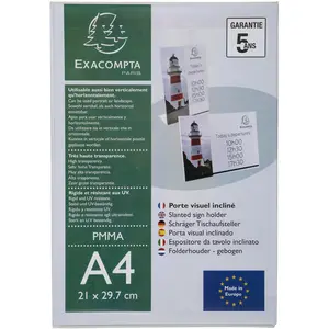 Exacompta Porte-visuel - Présentoir - A4 - Incliné - Transparent - Pour photo, menu, document pas cher
