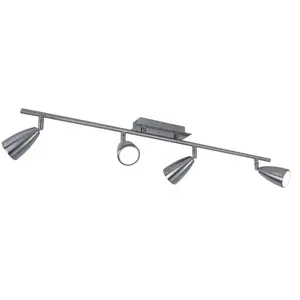 EGLO Plafonnier 4 spots spot strip plafonnier orientable nickel mat, acier, 4x douilles GU10, Lxl 78,5x7 cm pas cher