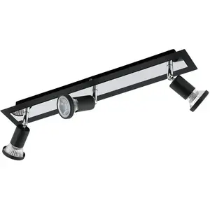 Comparateur de prix : Eglo Sarria Spot Acier Plafonnier 4 Spots 20 W Noir Chrome