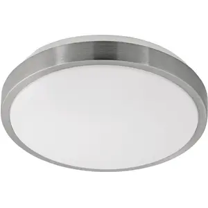 Eglo Competa 1 - Plafonnier Led Rond Affleurant Blanc Nickel Satiné pas cher