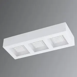 EGLO Ferreros Lampe de plafond LED 3 lumières moderne en acier et plastique, pour salon, cuisine ou couloir, blanc pas cher