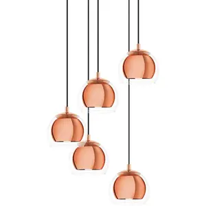 EGLO Rocamar 1 Hanglamp - E27 - Ø 58,5 cm - glas - KoperVendu parbol