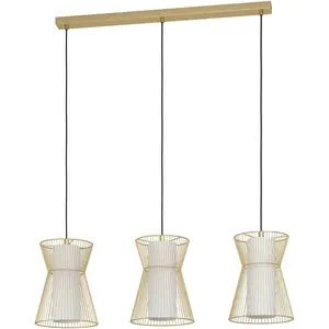 Comparateur de prix : EGLO Maseta hanglamp - E27 - 3 lichts - Staal - Goud, wit