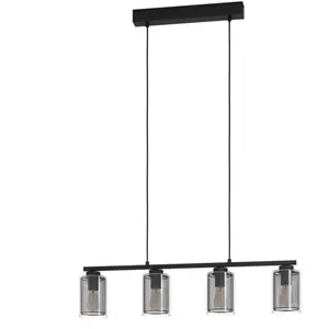 EGLO Zocabon Hanglamp - E27 - 81.5 cm - Glas - Zwart pas cher