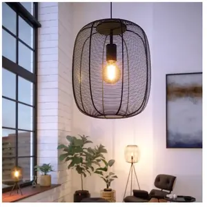 EGLO Rinroe Hanglamp - E27 - Ø 32,5 cm - 1 lichts - Zwart - Staal pas cher