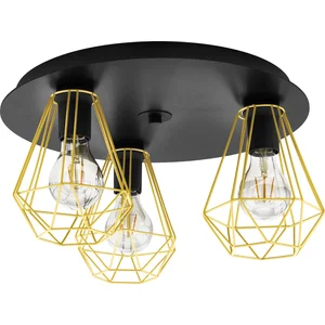 Eglo - Plafonnier Tarbes 2 Noir, Laiton h: 24.5 ø: 45cm Dimmable