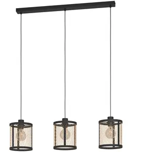 EGLO Dellow Hanglamp - E27 - 88 cm - Zwart/Geelkoper pas cher