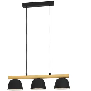 EGLO Sherburn Hanglamp - E27 - 77 cm - Zwart/Bruin - Hout pas cher