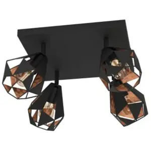 EGLO Carlton 7 Spot - E27 - 37 cm - Zwart/Koper - StaalVendu parbol