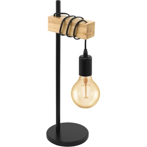 Lampe de table 17,5x50 cm en métal noir et support en bois Eglo TownshendVendu parrakuten