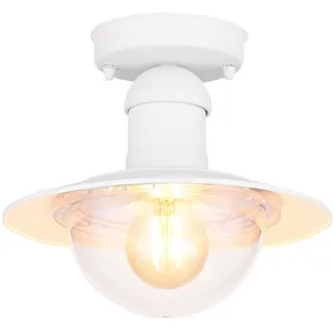 Globo Plafonnier blanc Lampe d'extérieur Lampe de balcon Plafonnier d'extérieur, métal, 1x douille E27, DxH 23,6x21,5 cm pas cher