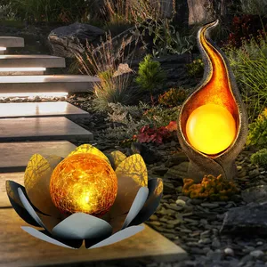 Globo - Lampe solaire led décoration de jardin fleur de lotus Asie lam...