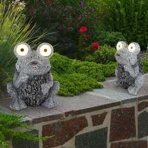 Globo - Lampe solaire grenouille grise figure solaire grenouille lampe... pas cher