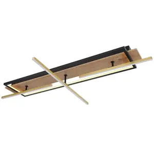 GLOBO LIGHTING Plafonnier plafonnier rotatif et orientable led 1x spot laiton aspect bois pas cher