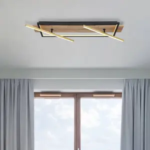 Comparateur de prix : GLOBO LIGHTING Plafonnier plafonnier orientable et orientable 2x spots LED laiton aspect bois L 81 cm