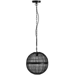 GLOBO LIGHTING Lampe suspendue lampe de table à manger suspension lampe de salon tresse noire d 30cm pas cher