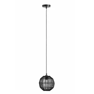Globo Lampe suspendue lampe de salon lampe de cuisine tresse noire d 20 cm pas cher
