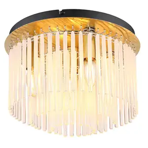 Comparateur de prix : Globo Plafonnier plafonnier lampe de salon métal doré tiges de verre D 32 cm