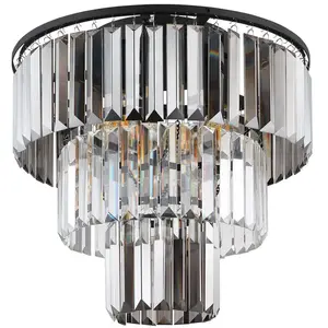 Comparateur de prix : GLOBO LIGHTING Lustre plafonnier lampe de salon lampe de salle à manger lampe de chambre à coucher, cristaux de verre en métal couleur fumée, 3 ampoules E27, d 40 cm