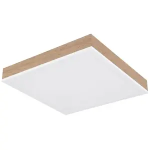 Globo Plafonnier plafonnier lampe de salon lampe led aluminium aspect bois 30x30 cm pas cher