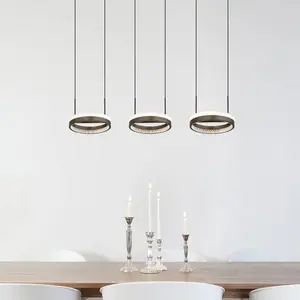 Comparateur de prix : GLOBO LIGHTING Lampe suspendue lampe de salle à manger cristaux gris 3 ampoules CCT LED H 150 cm