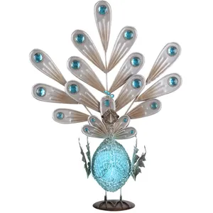 Globo Paon solaire lumière décorative lampe solaire paon lumière extérieure figure animale solaire, pierres décoratives en métal, IP44, led 0,06W, LxlxH pas cher