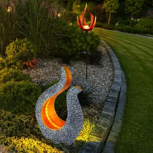Globo - Lampe solaire à led optique flamme lumière extérieure jardin l...