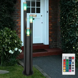 Globo Lampes de chemin d'accès extérieur lampe d'extérieur en acier inoxydable lampadaire lampe de jardin noir, cuivre fumé, télécommande dimmable, 3x led pas cher