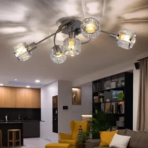 Globo Plafonnier cristaux lampe de salon plafonnier chrome, nickel mat...