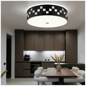 Globo Plafonnier led avec télécommande plafonnier dimmable cristaux de verre lampe de salon plafonnier rond, veilleuse cct à mémoire, métal, 1x led 40W pas cher