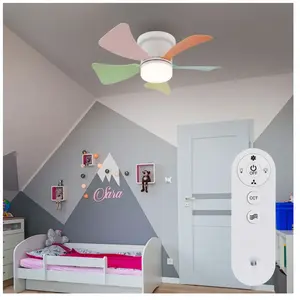 Globo Lighting - Ventilateur de plafond led multicolore Télécommande Lampe lumière du jour Ventilateur Minuterie cct, 10W 750lm blanc chaud-blanc pas cher