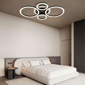 Globo Plafonnier lampe de salon led métal noir dimmable mémoire l 50 cm pas cher