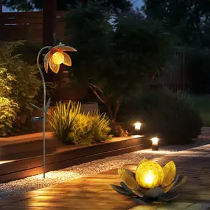 Globo - Décoration solaire led fleur de lotus piquet lampe de jardin l... pas cher