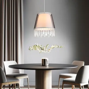Suspension cristal pendule plafonnier chambre éclairage textile noir G...