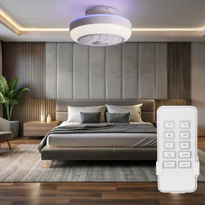 Globo Ventilateur de plafond avec télécommande plafonnier ventilateur refroidisseur de lumière de salon, métal noir aspect bois, minuterie cct, led, d 46 cmVendu parmanomano