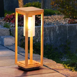 Lampe d'extérieur lampe sur pied aspect bois lampe de jardin lampadair... pas cher