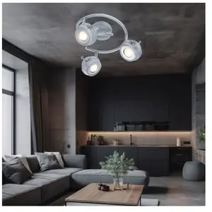 Comparateur de prix : GLOBO LIGHTING Spot Spotrondell plafonnier plafonnier lampe de salon cuisine, 3 spots mobiles, métal gris antique, 3x GU10 led 5 watts 340 lumens blanc chaud, DxH