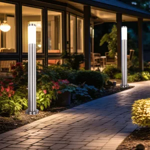 GLOBO LIGHTING Lampadaire extérieur parc projecteur de jardin en acier inoxydable 1 feuille dans un ensemble comprenant des ampoules led