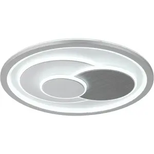 Globo Plafonnier LED, lampe de plafond, lampe de salon, métal, chrome, blanc mat, CCT D 48 cm pas cher