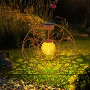 Globo - Lampe solaire boule de verre orientale couleur rouille lampe d...