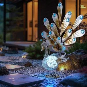 Globo - Paon solaire lumière décorative lampe solaire paon lumière ext... pas cher