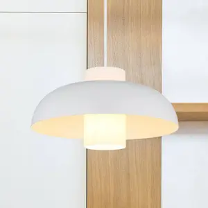 Globo Lighting - Lampe à suspendre Lampe de salon blanche ronde Lampe de salle à manger Plafonnier, métal verre, 1 flamme E27, DxH 38x120 cm pas cher