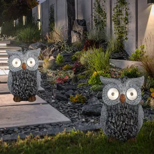 Globo - Sculpture de jardin hibou solaire pour l'extérieur sculpture d... pas cher